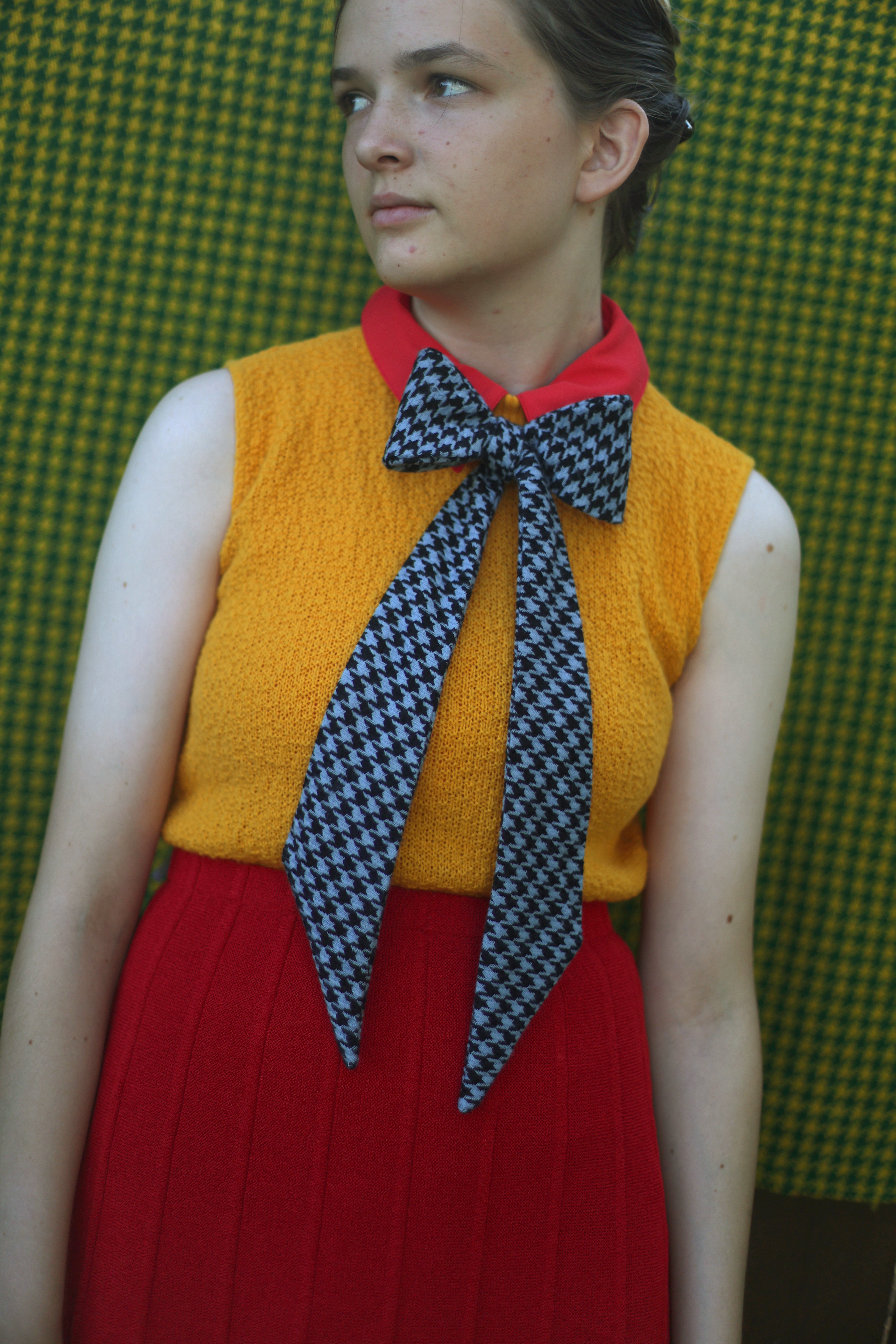 blue houndstooth bow tie