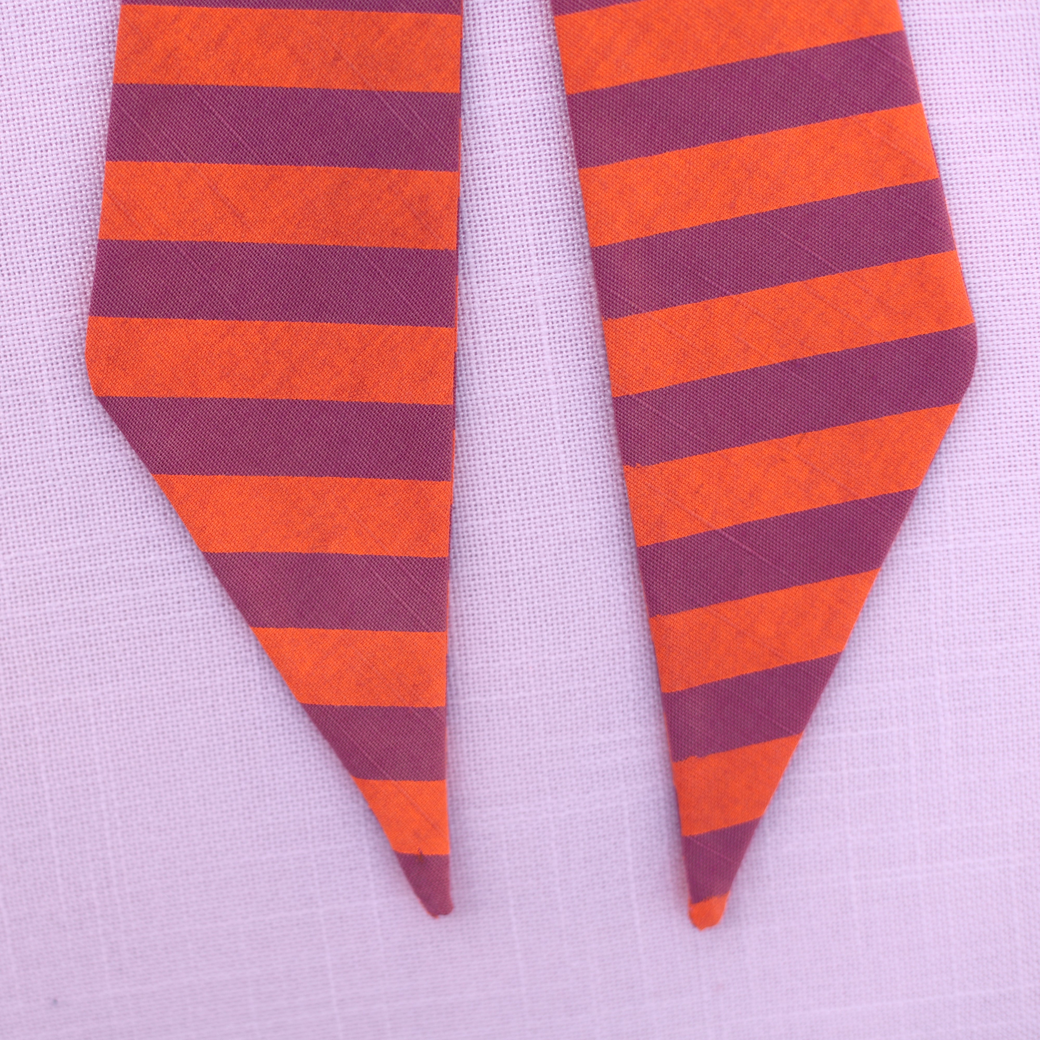 mauve and safety orange stripe bow tie