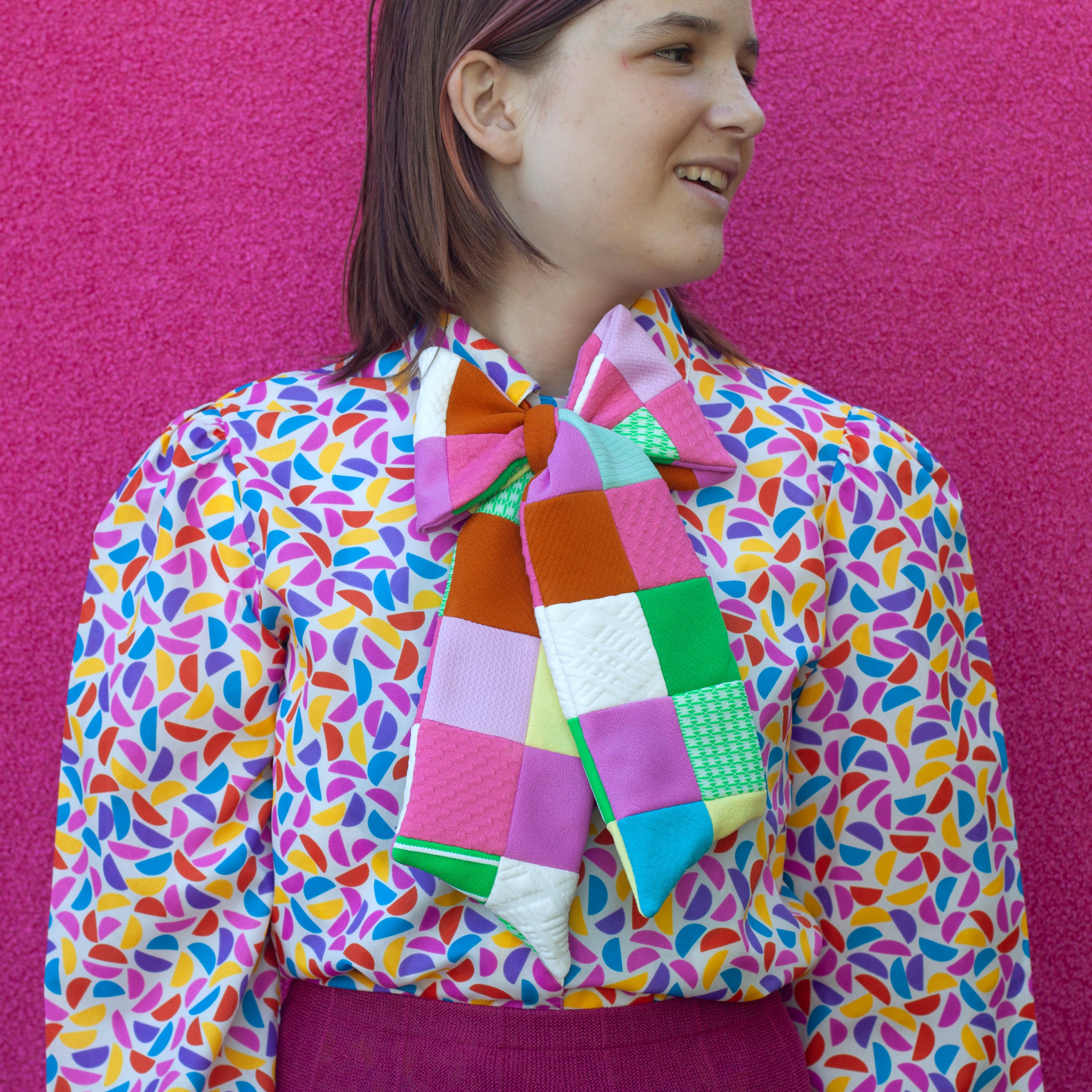 double knit patchwork bow tie