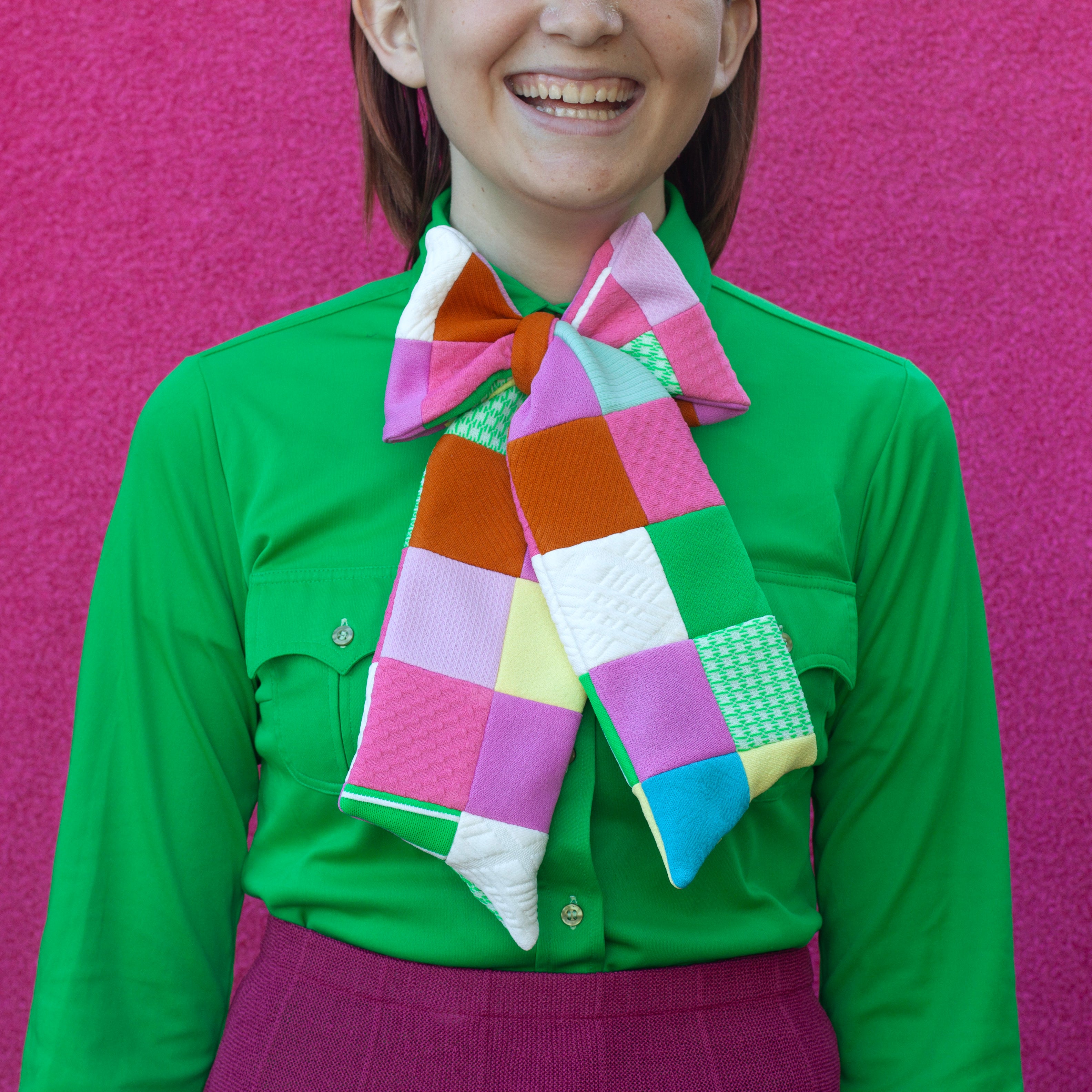 double knit patchwork bow tie
