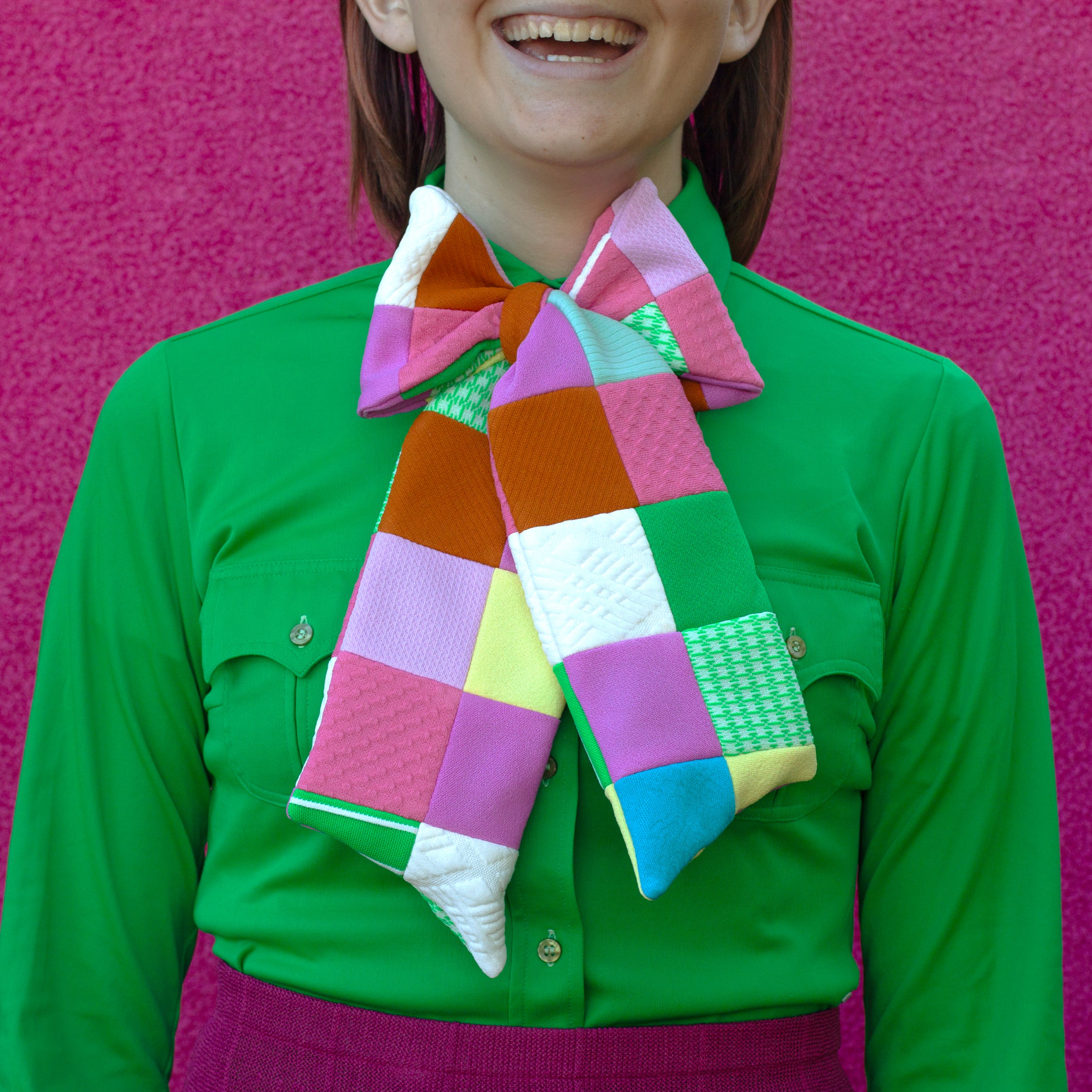 double knit patchwork bow tie