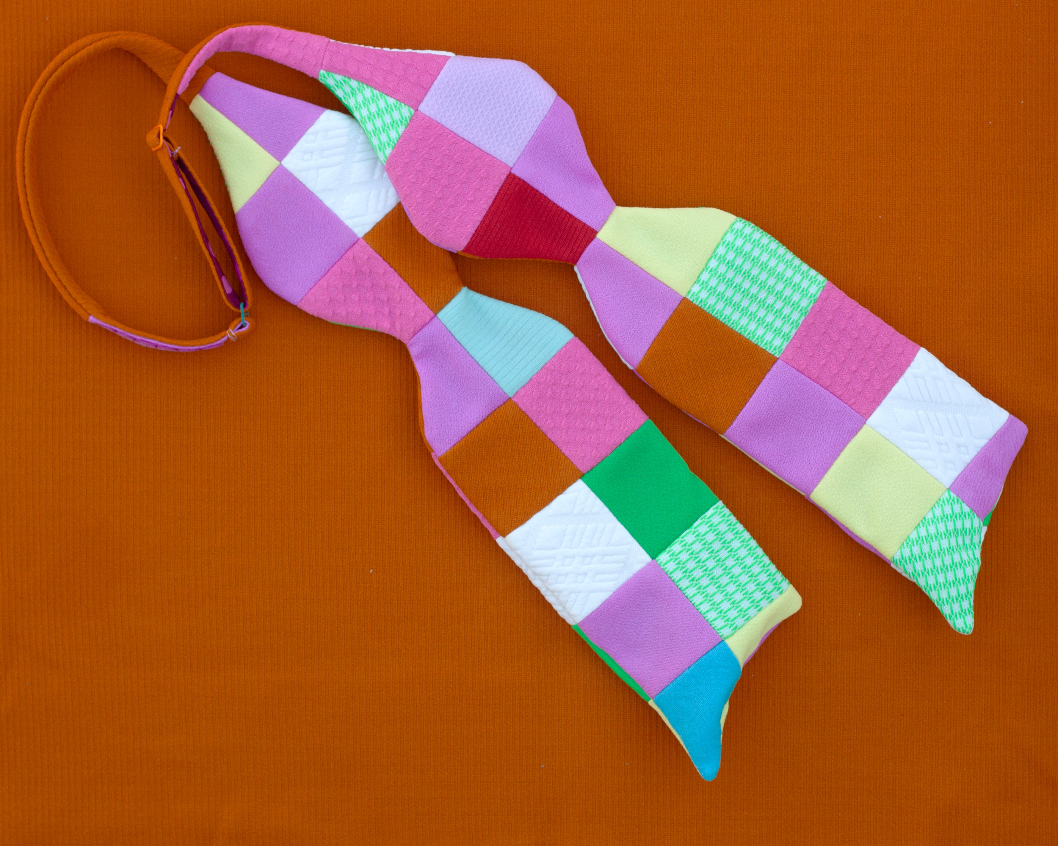 double knit patchwork bow tie