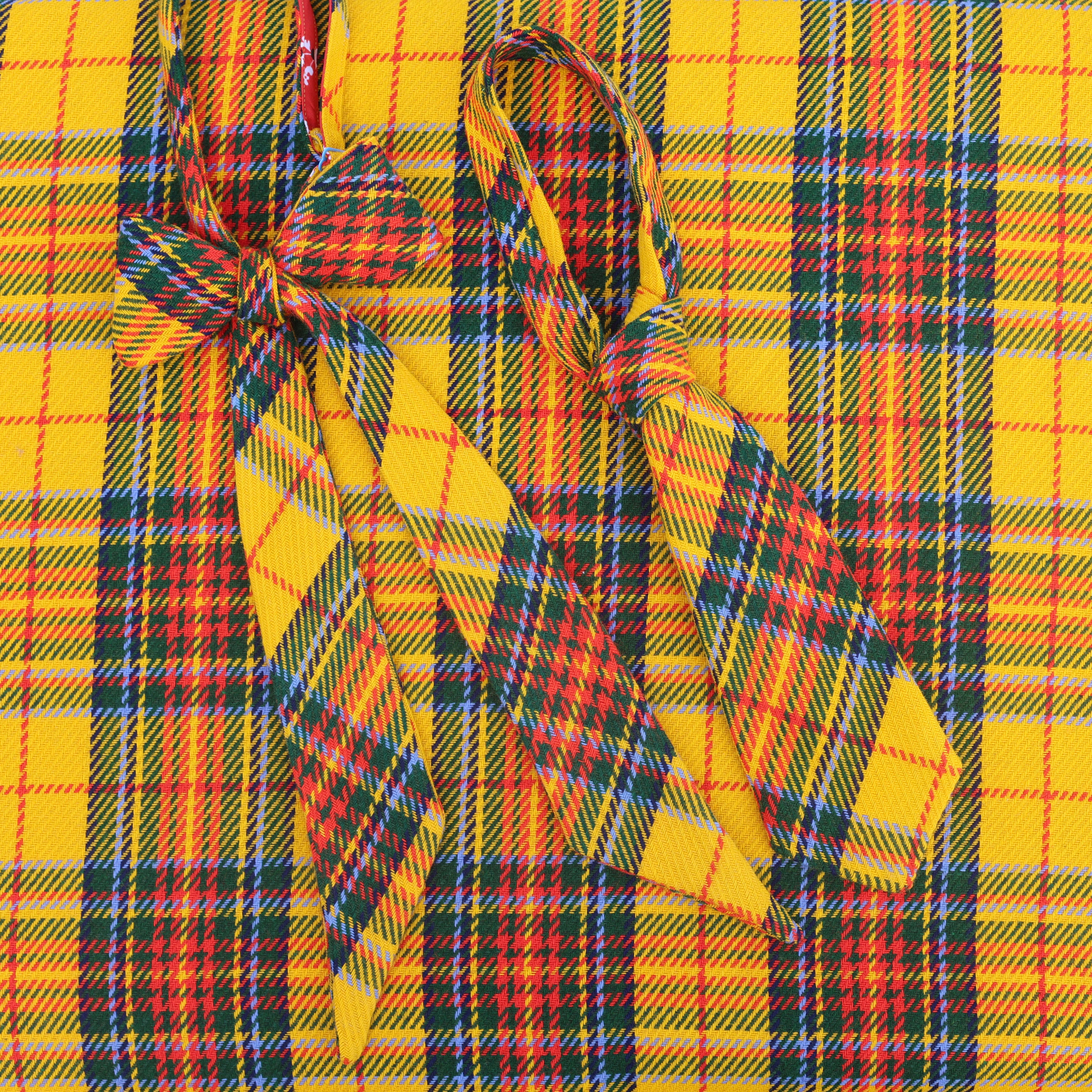 yellow tartan bow tie