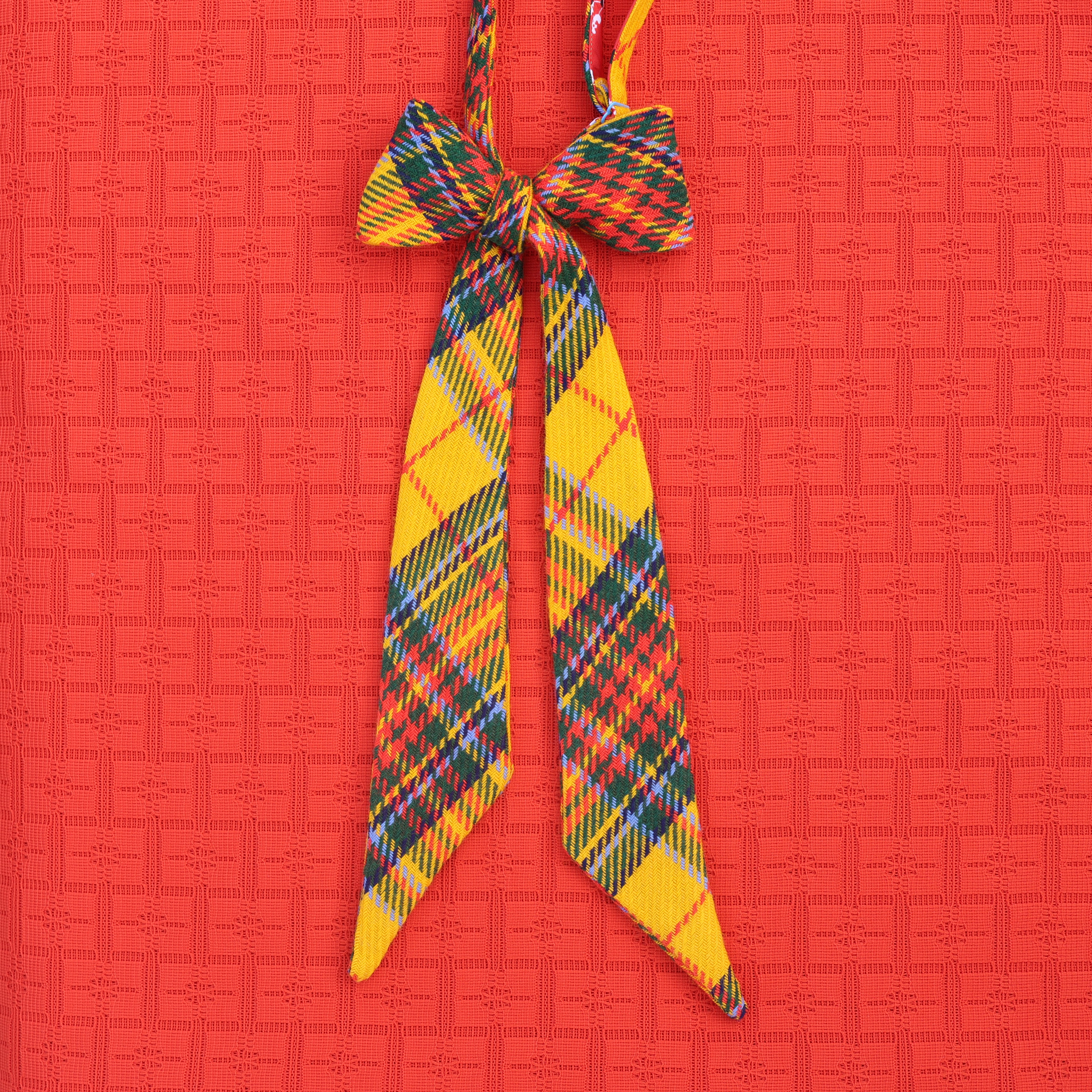 yellow tartan bow tie