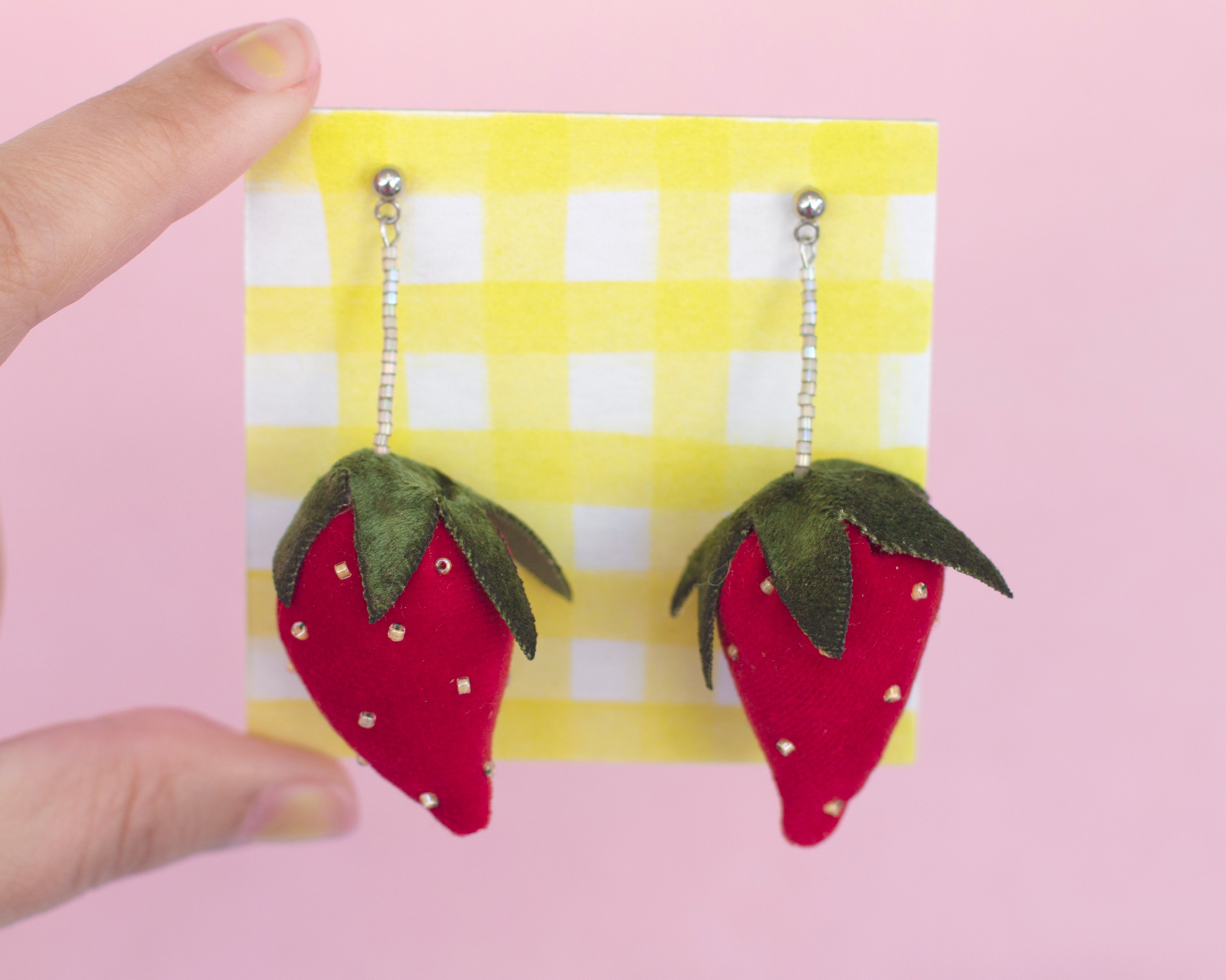 velvet strawberry earrings!